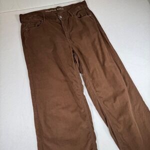 American Eagle Outfitters Brown Corduroy Wide Leg Pants Women Size 10 Long